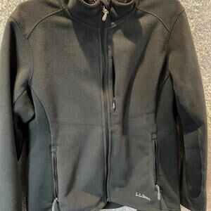 LL Bean Women's Polartec Fleece Full Zip Jacket Black Sz L Winter Basics Layers
